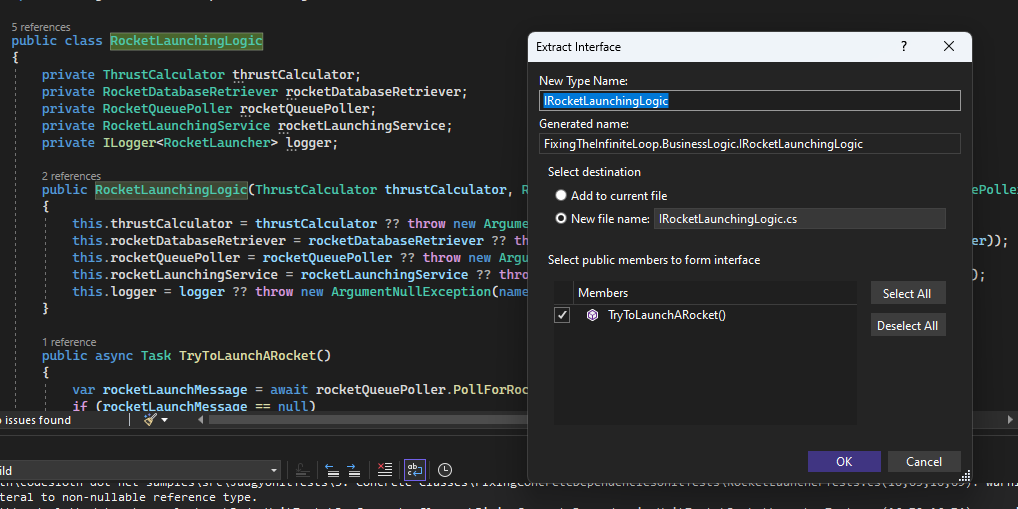 c# asbtraction through interface extraction