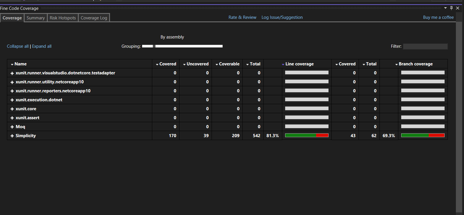 visual studio code coverage additional assemblies