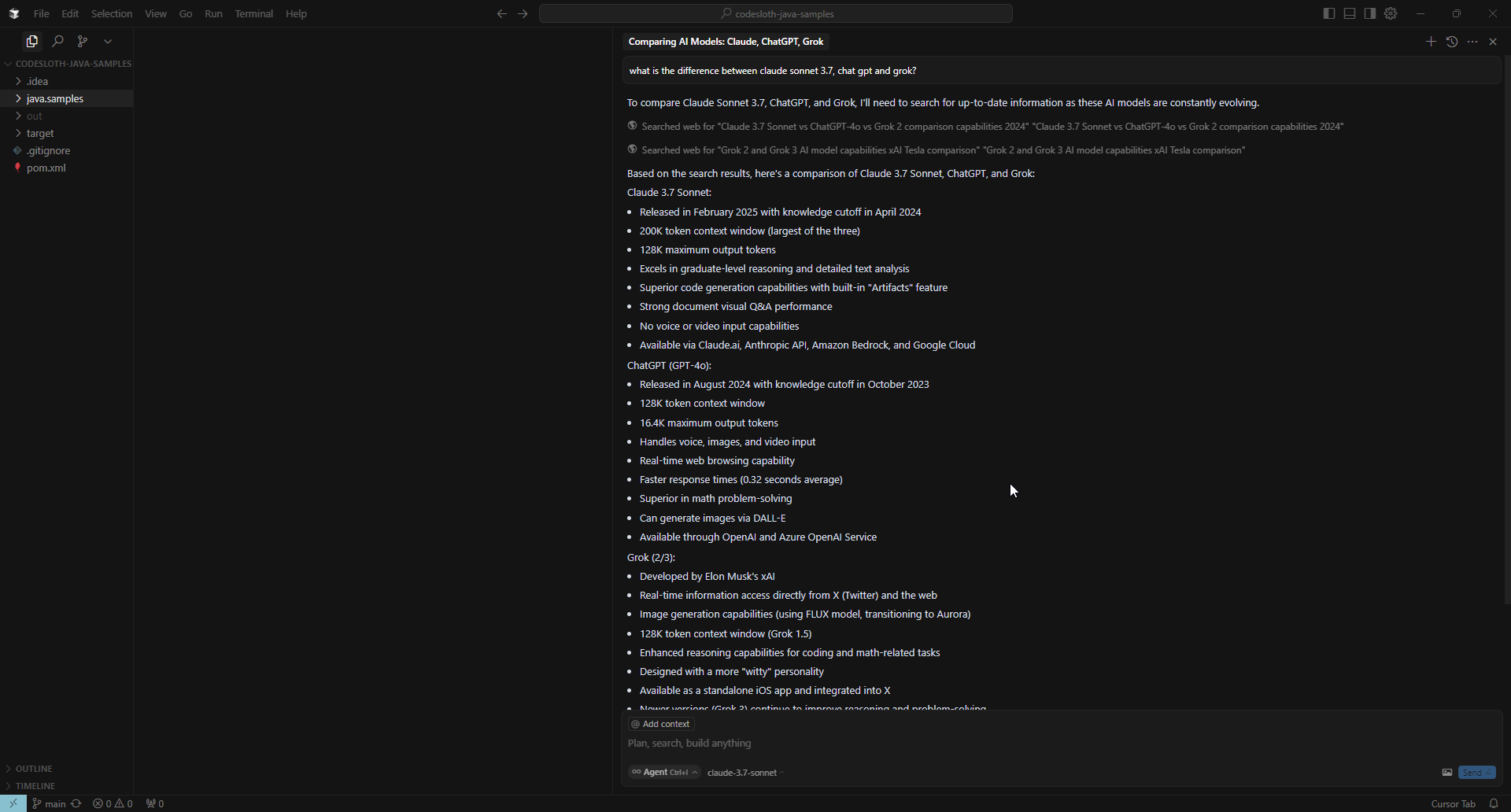 Agent mode web search